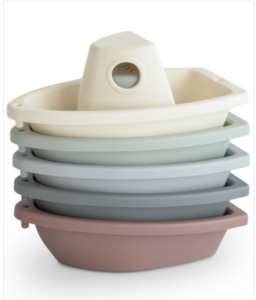 Mushie Bath Boat toys in pastel colors